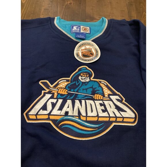 Vtg 90s Starter NHL NY Islanders Fisherman Crewneck Logo Sweatshirt Sz L NOS NWT - Picture 2 of 8